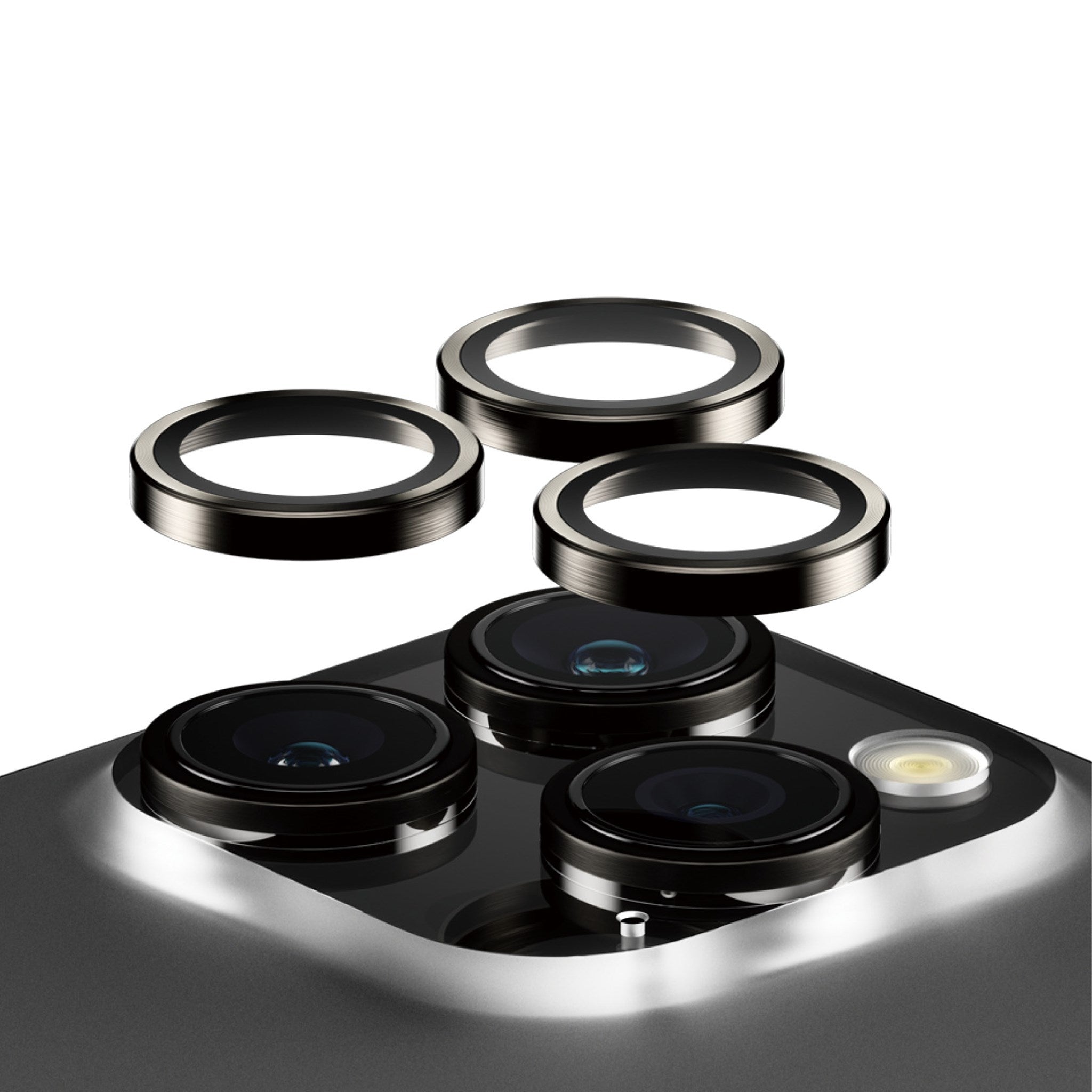 PanzerGlass® Hoops® Schwarzes Metall Kameraschutz iPhone 15 Pro | 15 Pro Max